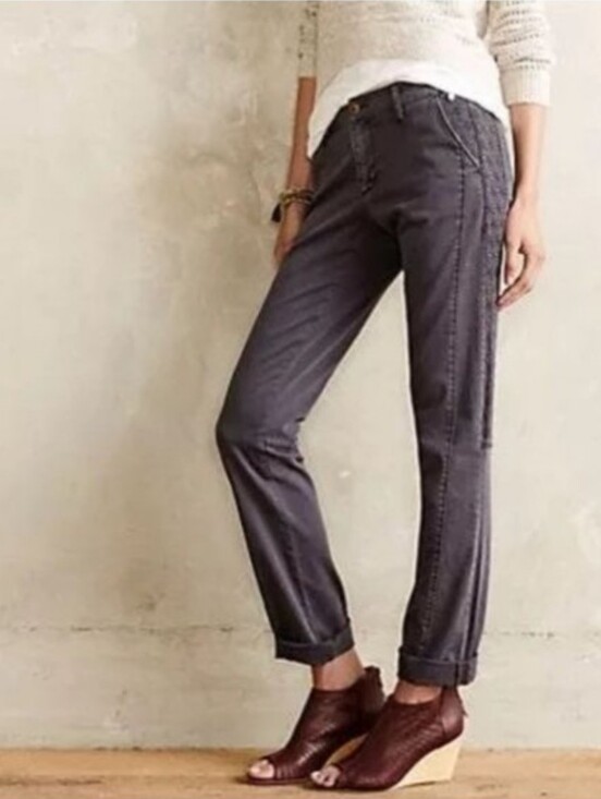 Pilcro and the Letterpress Pants - Pilcro & The Letterpress Straight Hyphen Pant Gray Abstract Embroidered Size 27